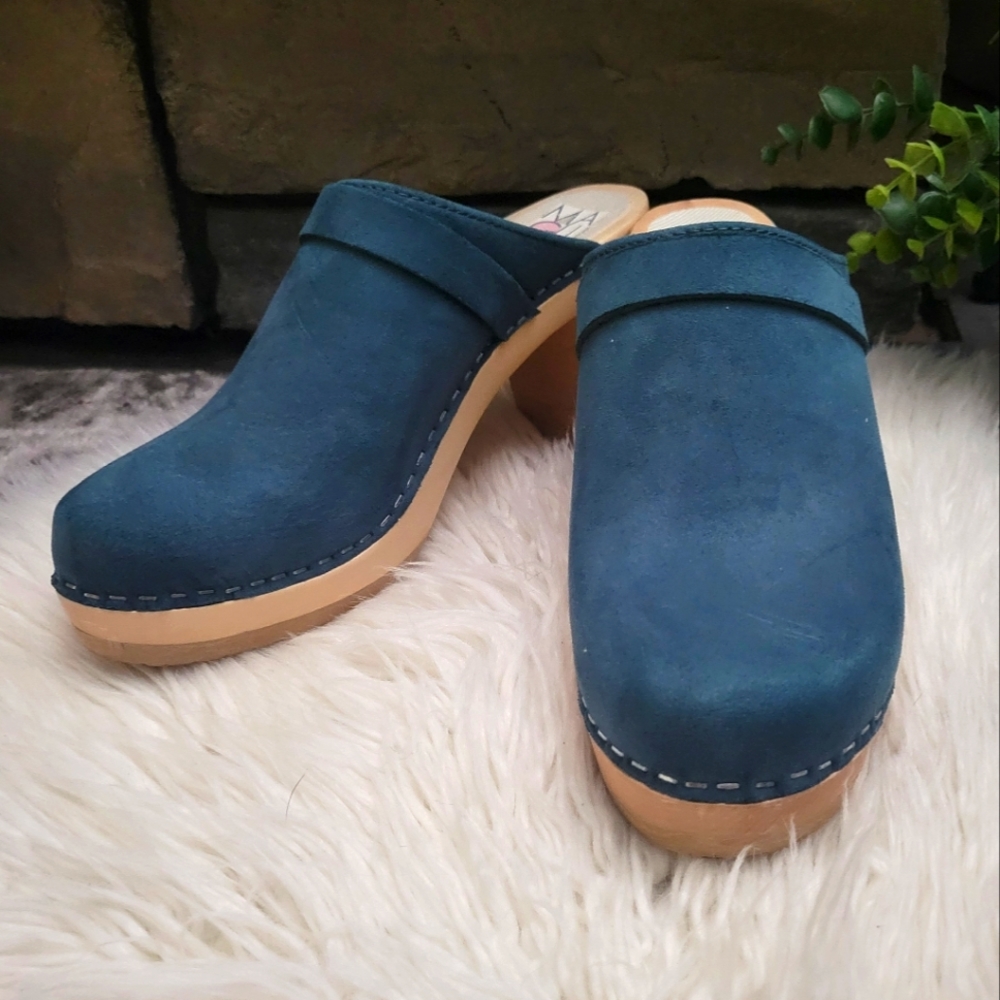 MAGUBA Stockholm Teal CLASSIC CLOG ON A NATURAL HIGH HEEL Size 41